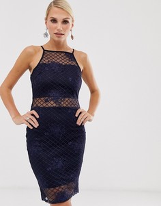 Платье мини с квадратным вырезом AX Paris - Темно-синий