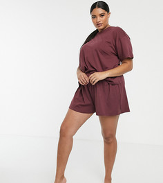 Трикотажные пижамные шорты ASOS DESIGN Curve mix & match - Коричневый