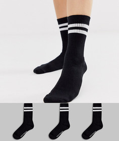 3 пары черных носков с полосками French Connection - Черный