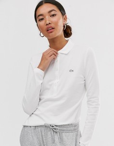 Футболка-поло с длинными рукавами и нашивкой в виде крокодила Lacoste - Белый