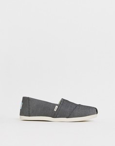 Черные туфли-слипоны на плоской подошве TOMS Alpargata - Черный