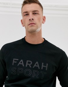 Черный свитшот с круглым вырезом и логотипом Farah - Черный