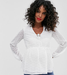 Белая блузка с длинными рукавами и баской New Look Maternity - Белый