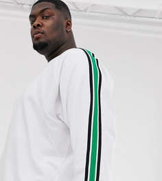 Белый oversize-свитшот с трикотажными полосками и вставкой в рубчик ASOS DESIGN Plus - Белый