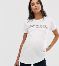 Футболка с надписью Does My Bump Look Big In This ASOS DESIGN Maternity - Белый