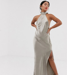 Блестящее атласное платье макси ASOS DESIGN Petite - Розовый