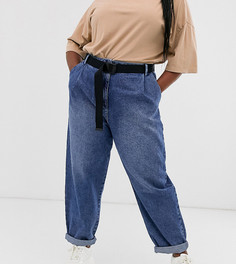Зауженные джинсы бойфренда с ремнем ASOS DESIGN Curve - Синий