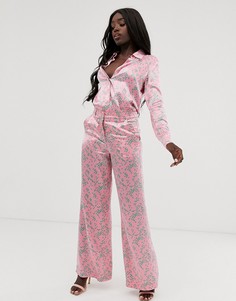 Атласные пижамные брюки с цветочным принтом Ghost Harley - Розовый