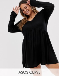 Свободный ромпер с длинными рукавами ASOS DESIGN Curve - Черный