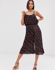 Плиссированный комбинезон с принтом River Island - Черный