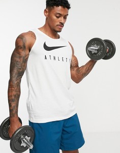 Белая майка с принтом athlete Nike Training Dry - Белый