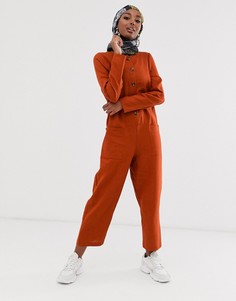 Комбинезон на пуговицах с длинными рукавами ASOS DESIGN - Оранжевый