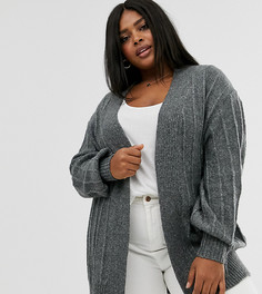 Пальто-кардиган из пушистой пряжи ASOS DESIGN Curve - Серый
