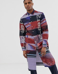Длинная рубашка с надписью ASOS DESIGN - Темно-синий