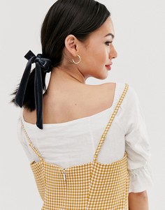 Серая резинка для волос с бархатным бантом ASOS DESIGN - Серый