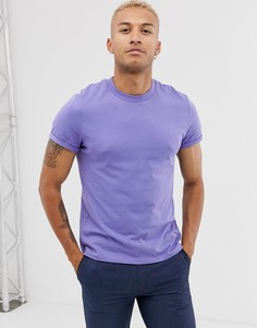 Фиолетовая футболка с круглым вырезом и отворотами на рукавах ASOS DESIGN - Фиолетовый