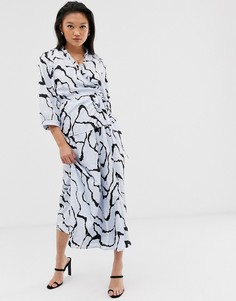 Юбка миди с абстрактным принтом Gestuz Aylin - Синий