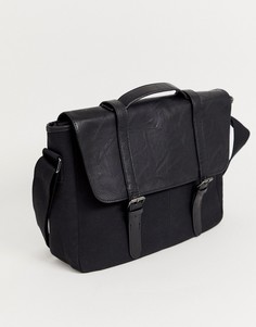 Черная сумка сэтчел из парусины и искусственной кожи с двумя ремешками ASOS DESIGN - Черный