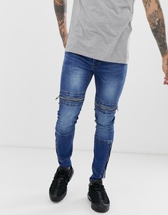 Супероблегающие джинсы с молниями APT giles - Синий