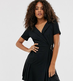 Плиссированное платье-рубашка мини с пряжкой ASOS DESIGN Tall - Зеленый