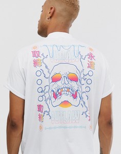 Oversize-футболка с высоким воротом и принтом черепа на спине ASOS DESIGN - Белый