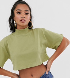 Кроп-топ хаки с высоким воротником ASOS DESIGN Petite - Розовый