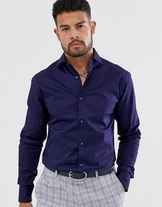 Облегающая рубашка из ткани с добавлением хлопка Tiger of Sweden - Farrell - Синий