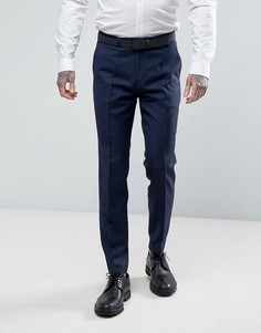 Зауженные брюки из шерстяной саржевой ткани HUGO Hesten - Темно-синий
