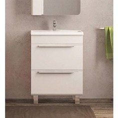 Тумба с раковиной Velvex Crystal 60 белый (tnCUB.60-21.21, rkLAM.60-81)