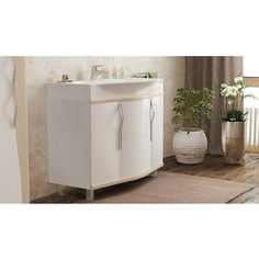 Тумба под раковину Velvex Line 100 белый\светлый лен (tnLIN.100-21.11.26)