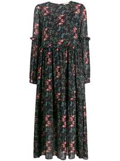 Semicouture длинное платье со вставками и цветочным принтом