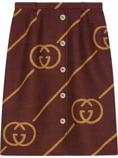 Gucci юбка на пуговицах с узором Interlocking G