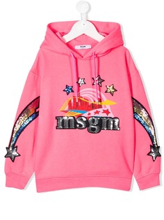 Msgm Kids худи с логотипом и пайетками