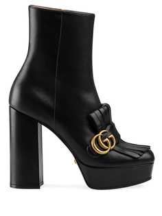 Gucci ботильоны с логотипом GG и бахромой