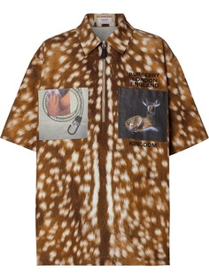 Burberry рубашка с анималистичным принтом и нашивками