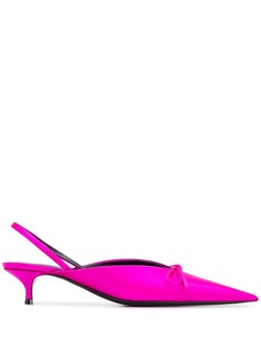 BALENCIAGA атласные мюли Knife с ремешком на пятке