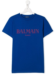 Balmain Kids футболка с контрастным логотипом