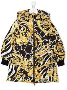 Versace Kids пуховик с принтом Baroque