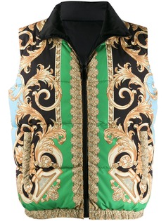 Versace дутый жилет с принтом Barocco