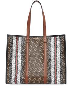 Burberry сумка-тоут в полоску с монограммой