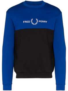Fred Perry logo printed colour-block sweatshirt