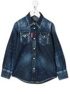 Dsquared2 Kids рубашка с выбеленным эффектом