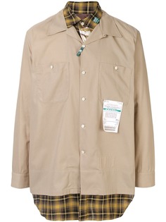 Maison Mihara Yasuhiro многослойная рубашка с клетчатой вставкой