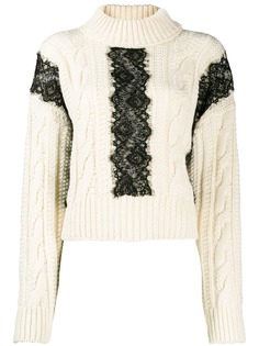 Brognano джемпер фактурной вязки с кружевной вставкой