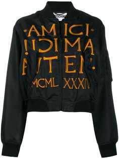 Moschino куртка-бомбер с вышивкой