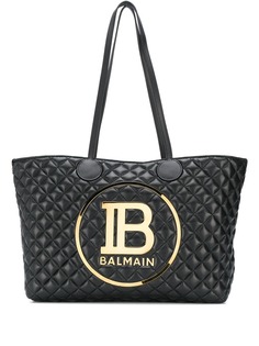 Balmain стеганая сумка-тоут с логотипом