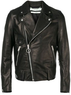 Off-White байкерская куртка с логотипом