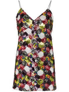 Rotate sequin-embellished floral mini dress