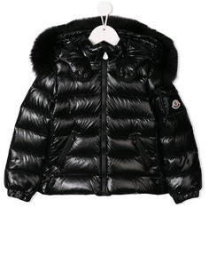 Moncler Kids куртка с отделкой из искусственного меха