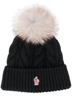 Moncler Grenoble шапка бини с помпоном из меха лисы